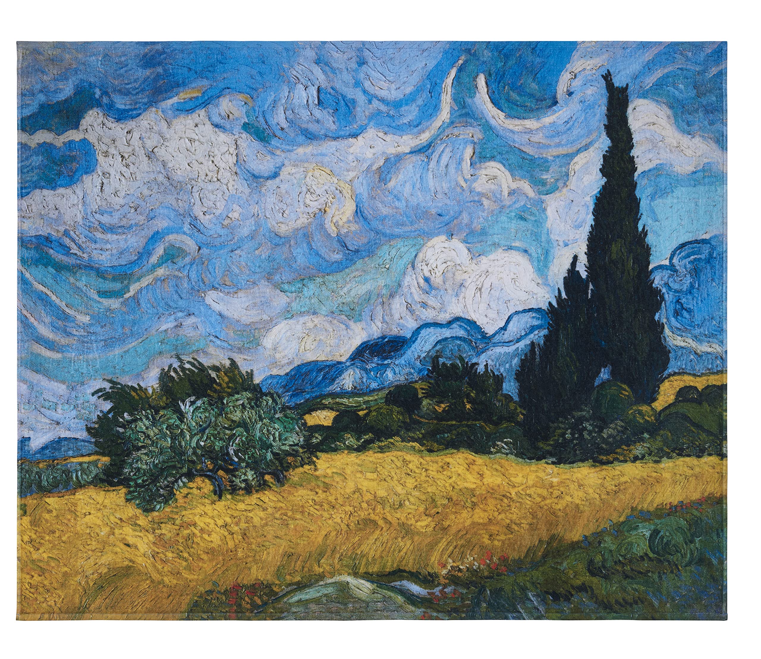 Musearta Serviette de Plage Unisexe avec Motif Wheatfield with Cypresses de L'Artiste Vincent Van Gogh en Coton 144 x 180 cm BT-VG-WC-V424408