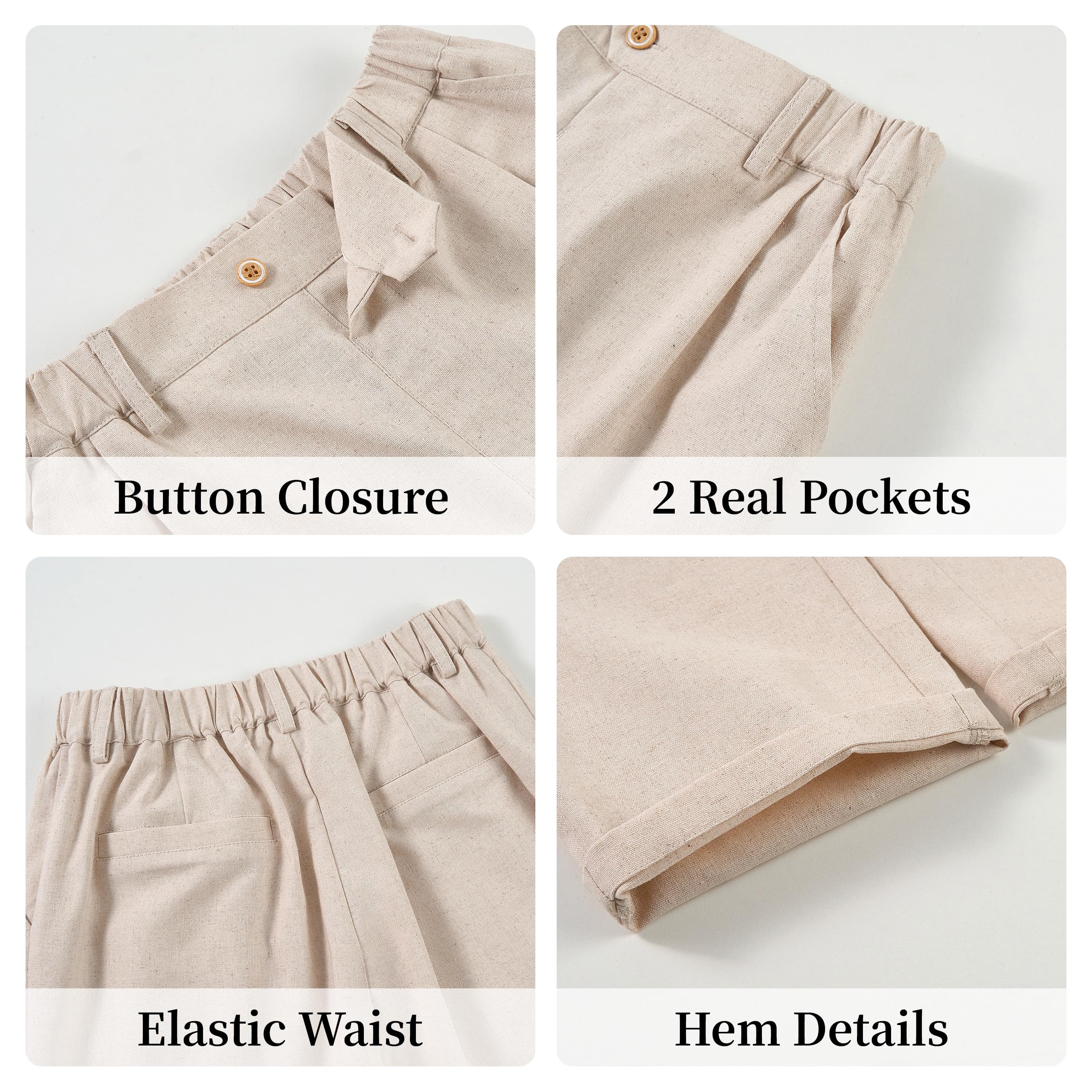 LOLANTA 4 Pezzi Completo Cerimonia Elegante Bambino, Ragazzi Paggetto Matrimoni Battesimo Abito in Lino Suit Set, Gilet+Pantaloni+Camicia+Farfallino