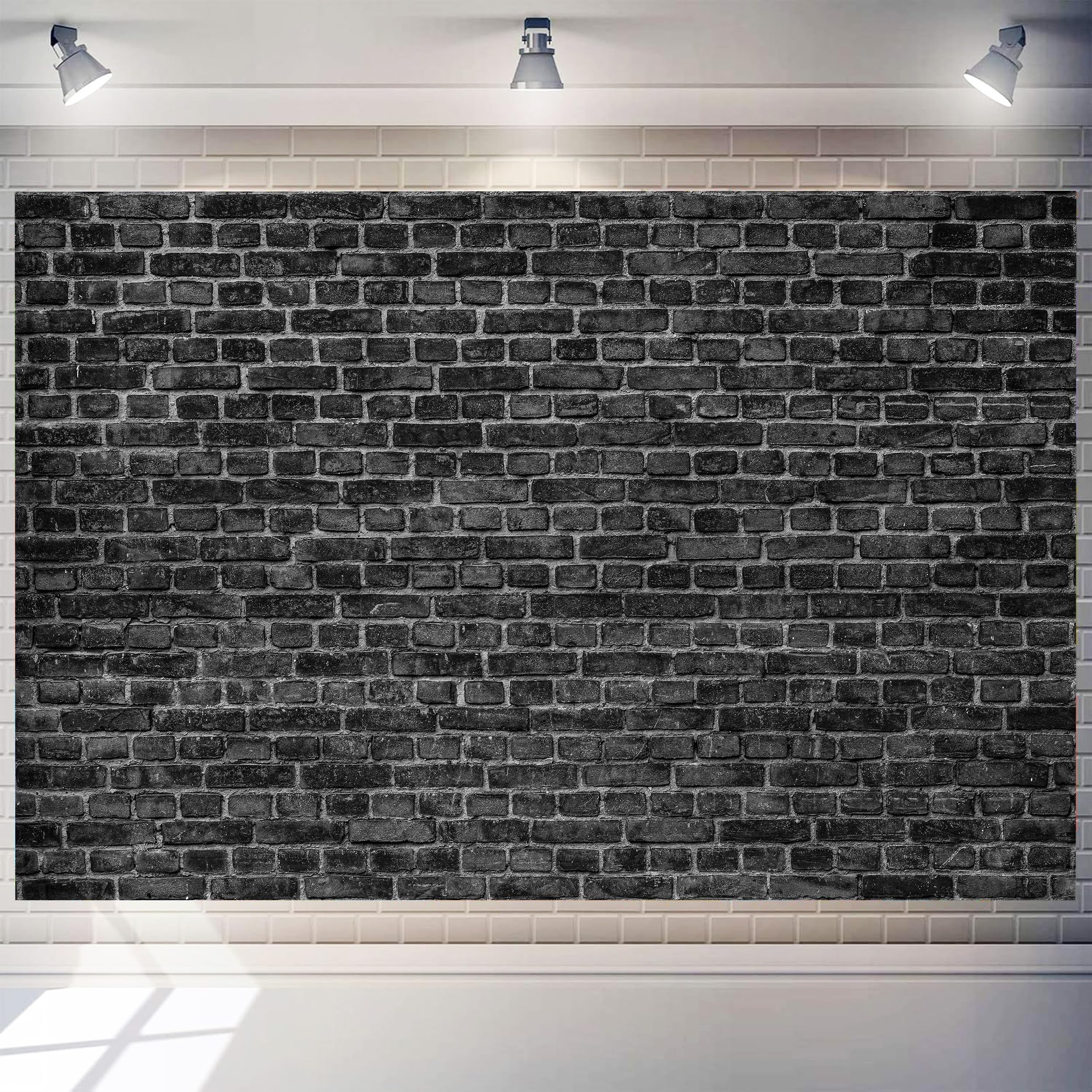 Art_Angels 7 x 5 ft Black Brick Wall Backdrop Retro Stone Wall Photography Vintage Background Brick Party Decorations Banner Photo Shoot Supplies