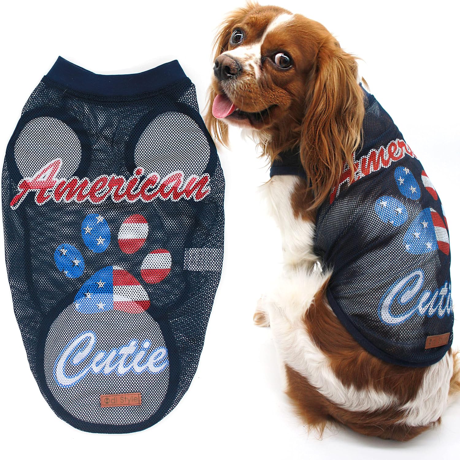 Odi Style American Flag Dog Shirt - 4th of July Small Dog Clothes for Dogs, Independence Day, Memorial Day, Patriotic USA Dog Dress for Girl Boy, Red, White and Blue