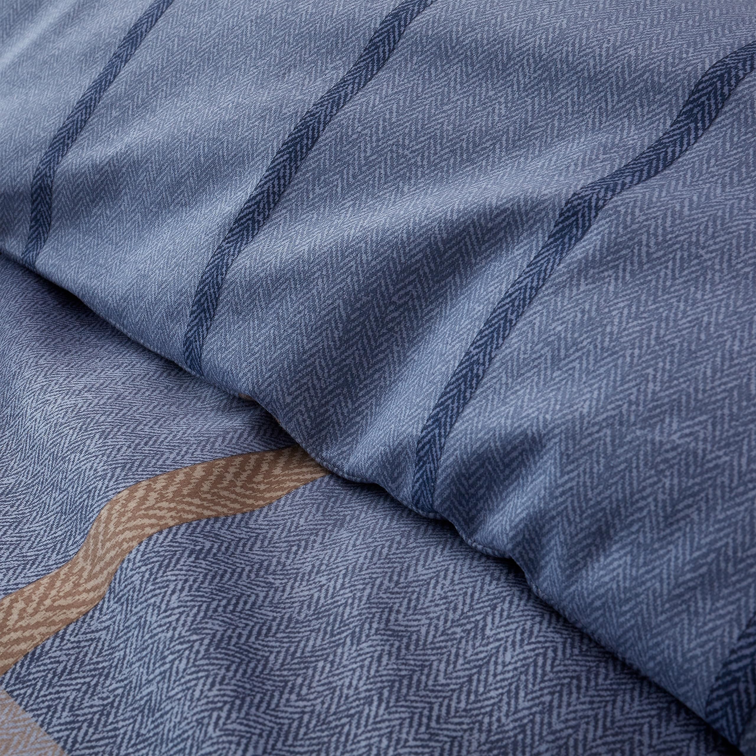Catherine Lansfield Brushed Cotton Melrose Tweed Check Reversible Double Duvet Cover Set including Pillowcases Blue - Image 4