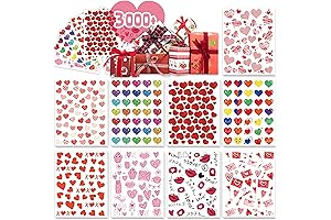 LINAYE Valentine's Heart Stickers for Kids - 3000PCS Cute Valentines Day Stickers...