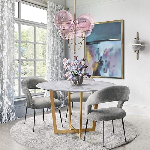 Miniatura 2 de TOV Furniture Rocco Mid Century Modern Glam Silla de comedor, 23.6 pulgadas, color gris flameado