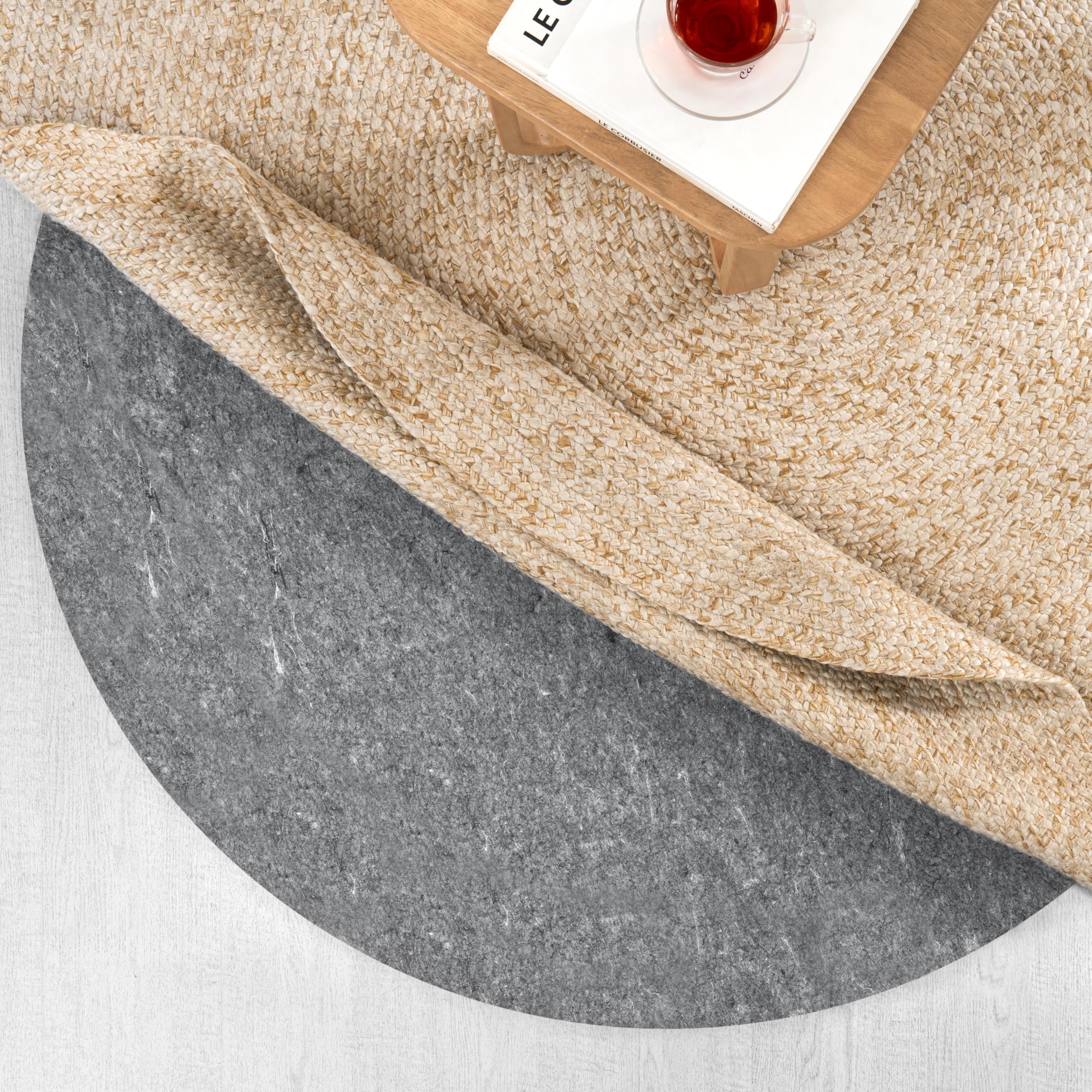 Anji Mountain Round 6' x 6' Non Slip Extra Strong Protective Round Rug Pad for Hardwood Floor,Anti Slip Thick Area Rugs Pads, Rug Grippers for All Surfaces Under Carpet Mat Manufactured in USA