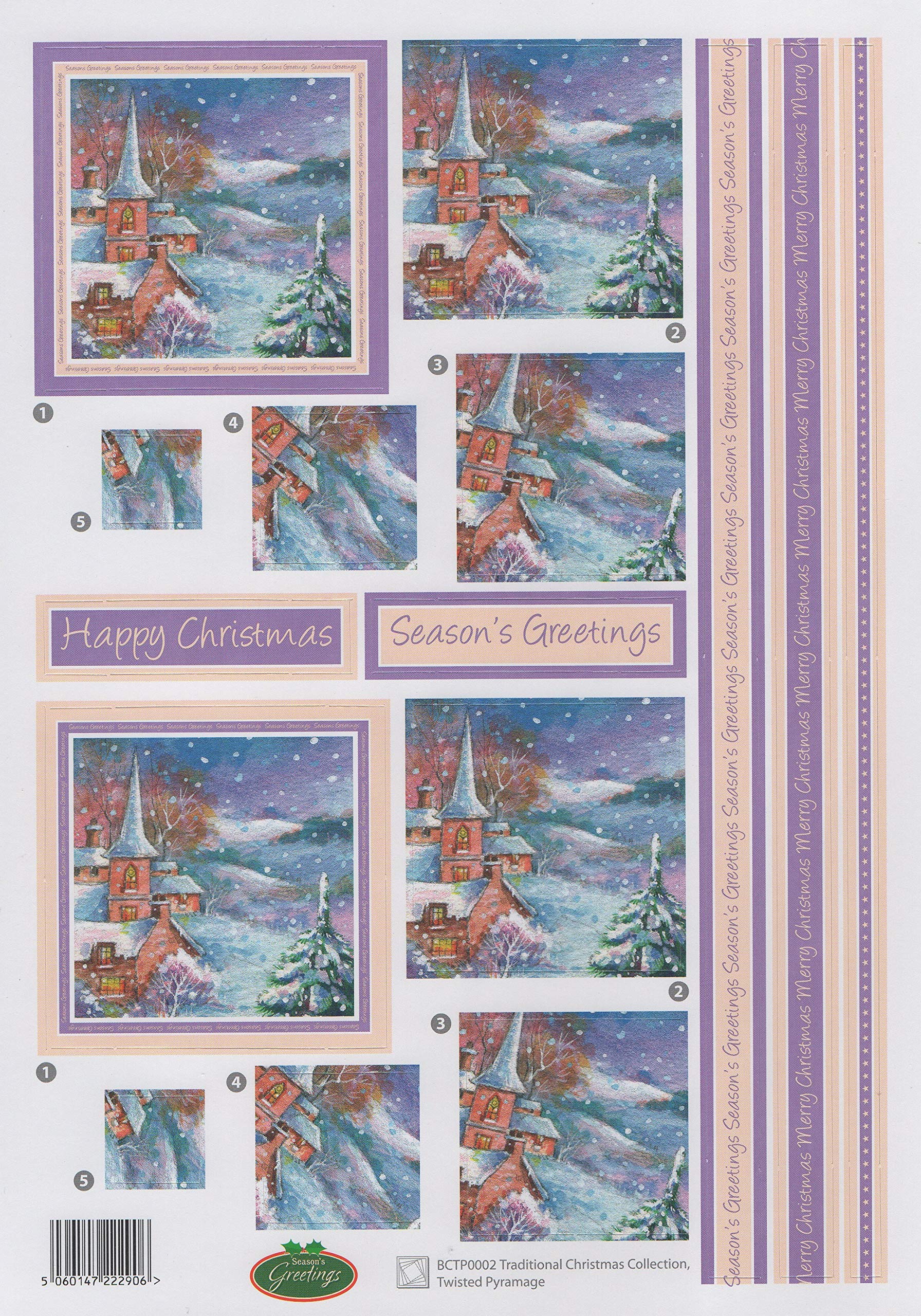 Buzz Craft Buzzcraft 3D Die Cut Twisted Pyramage Decoupage Sheet - Bctp0002 Traditional Christmas Selection
