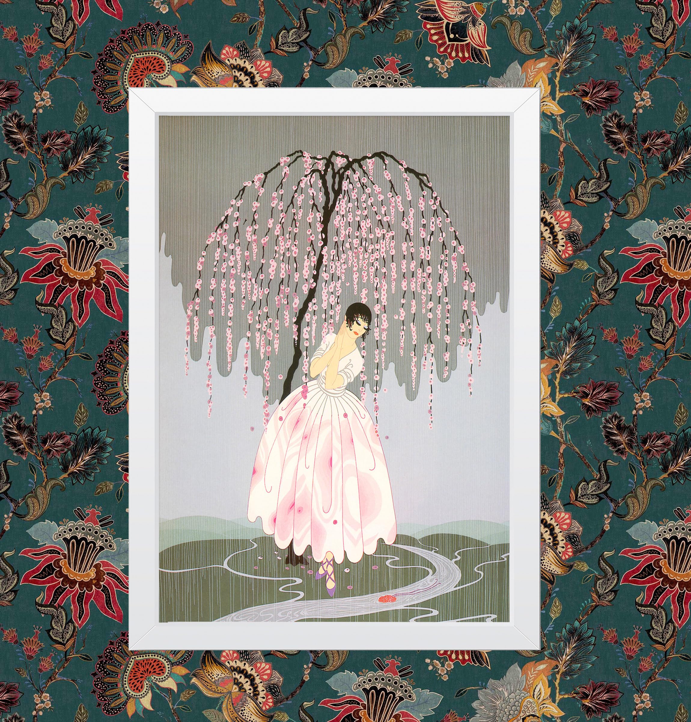 Balerina under a Cherry Blossom Tree Beauty Fashion Home Decor Wall Art Poster print Framed Unframed (A4 Framed - White Frame)