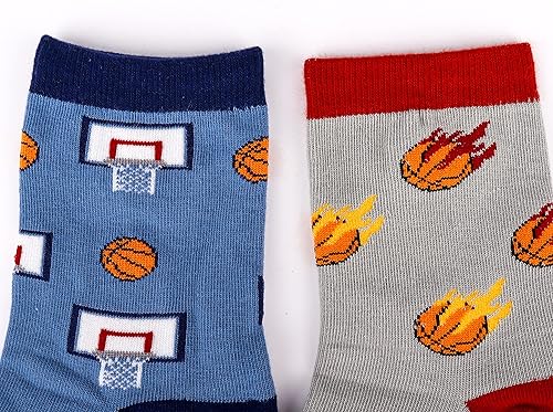 Miniatura 6 de Belloxis Calcetines deportivos divertidos de 5 piezas, diseño multideportivo (baloncesto, béisbol, fútbol, hockey), calcetines deportivos para niños