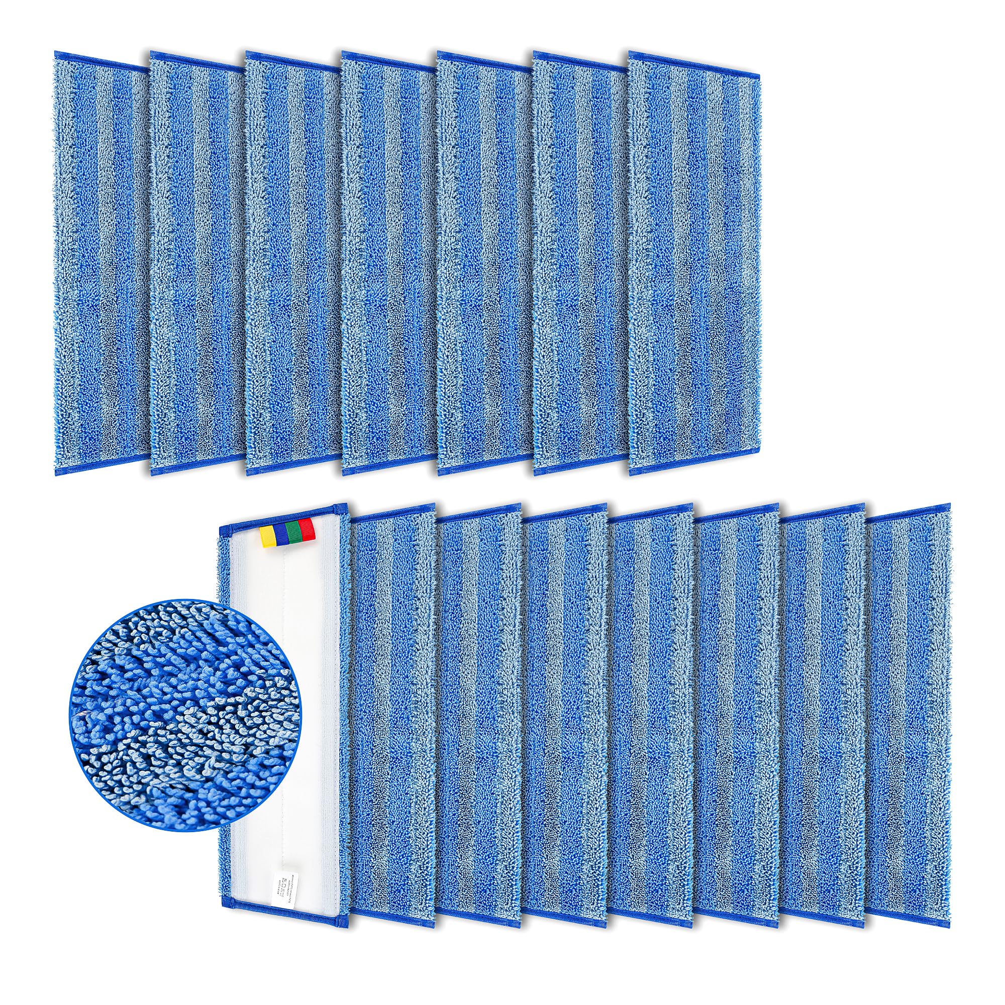 Paquete de 15 almohadillas trapezoidales de microfibra para fregonas, perfectas para fregonas de 17 a 18 pulgadas, llega a las esquinas mejor que las almohadillas estándar, recambios reutilizables