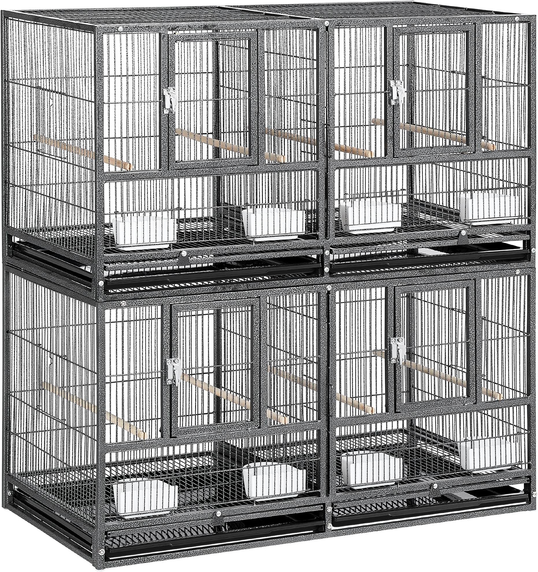 Yaheetech 2Tiers Stackable Wide Bird Cage Divided Breeder Cage for