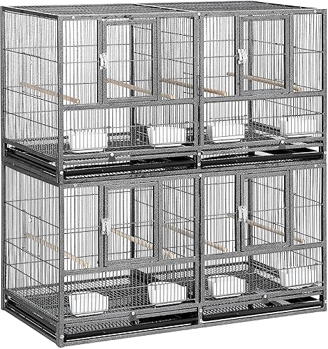 Yaheetech Jaula de pájaros de doble historia dividida para loros pequeños, periquitos, canarios, cacatúas, tortolitos, pinzones, periqueros, color