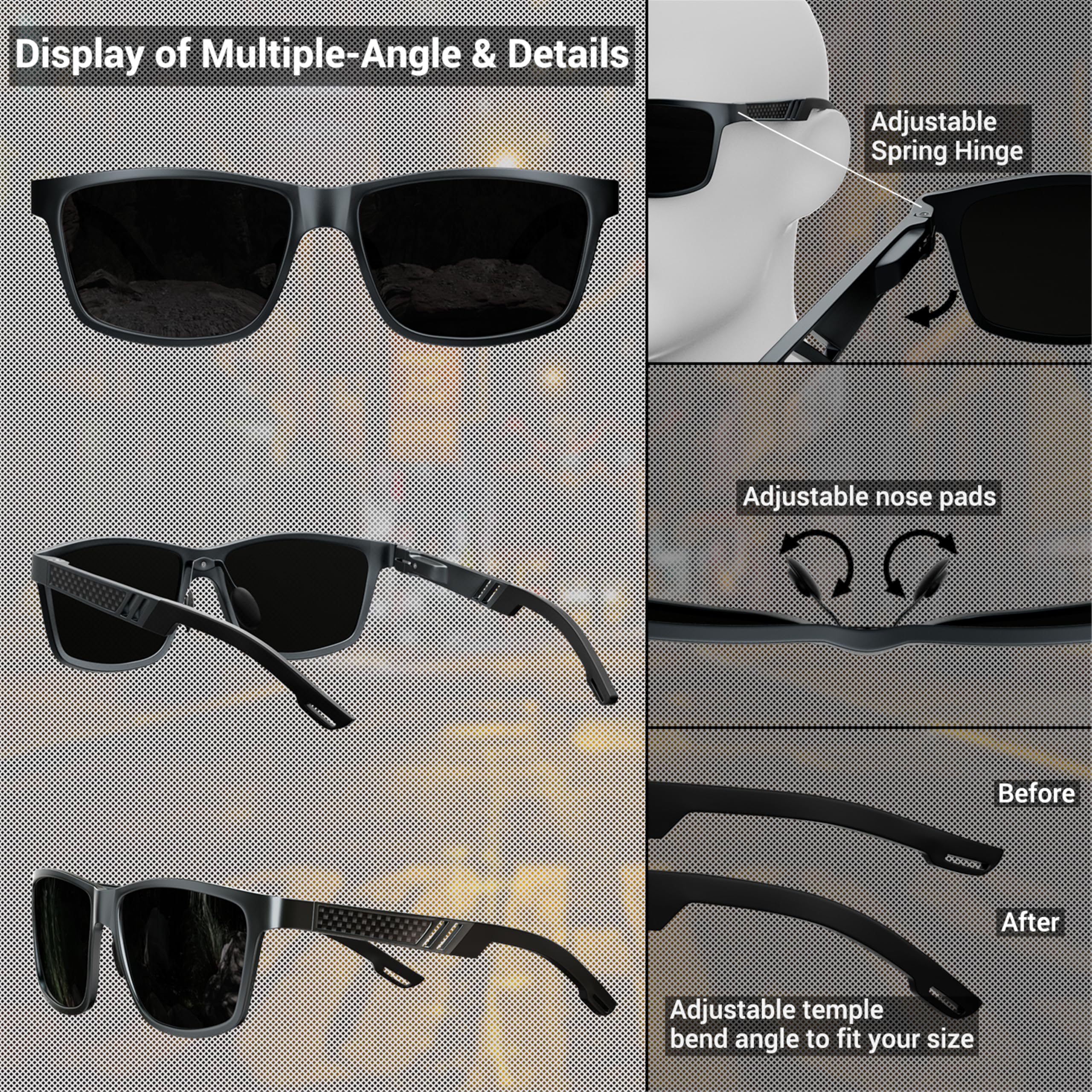 ROCKNIGHT HD Polarisierte Sonnenbrille Herren Damen UV400-Schutz Metallrahmen Al-Mg Leichte Outdoor-Sonnenbrille