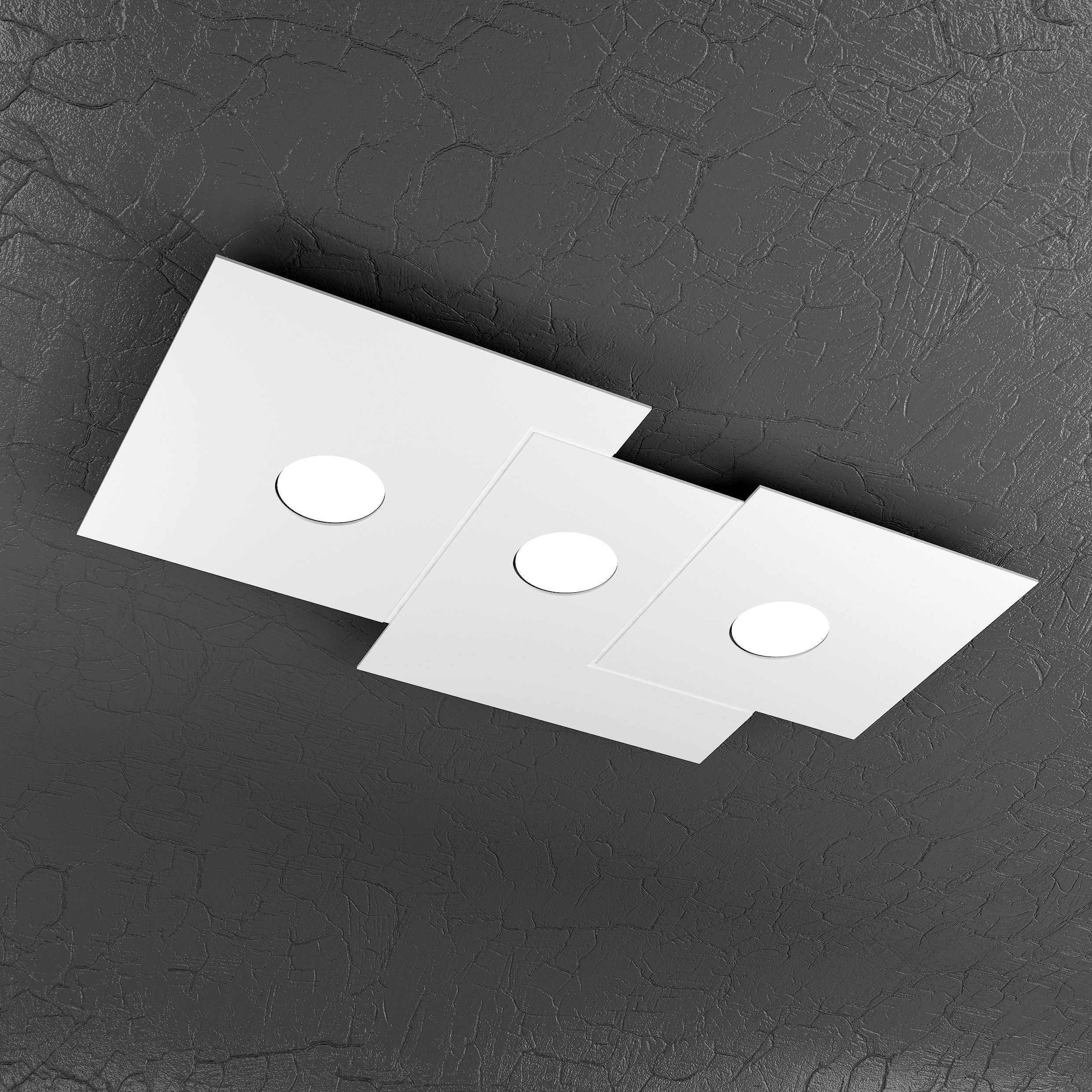 PLAFONIERA MODERNA LUNGA RETTANGOLARE BIANCA 3 LUCI LED SOSTITUIBILI SLIM TOP LIGHT PLATE 1129/PL3 R-BI