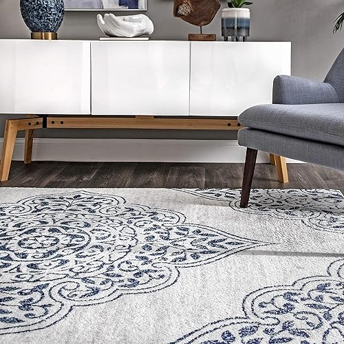 Miniatura 4 de nuLOOM Alfombra de área de transición floral Jeannette, 5x8, azul