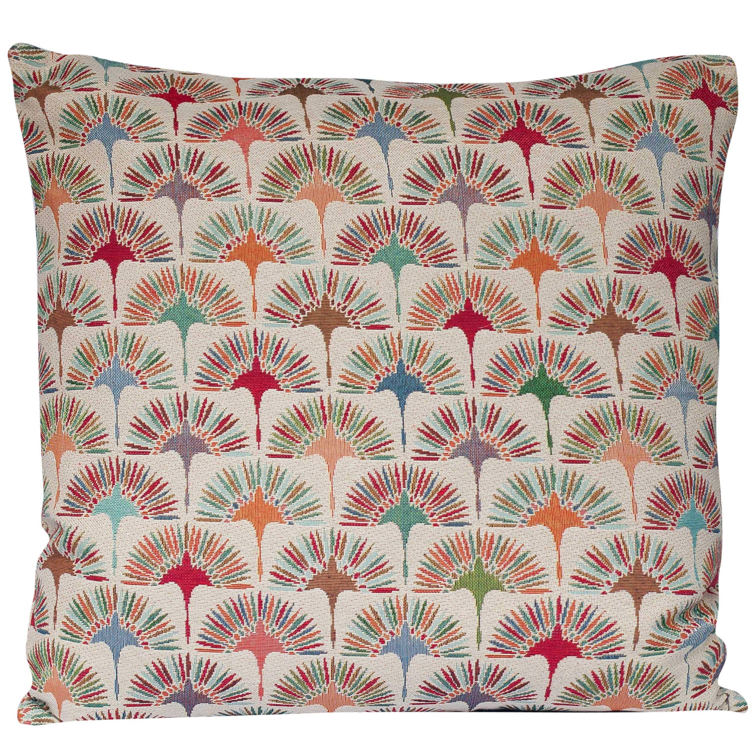 Linen Loft Multicoloured Retro Dandelion Tapestry XL Cushion Cover. Double Sided Extra-Large Cover. Heavyweight fabric. Geometric floral design. (58cm x 58cm Cover only)