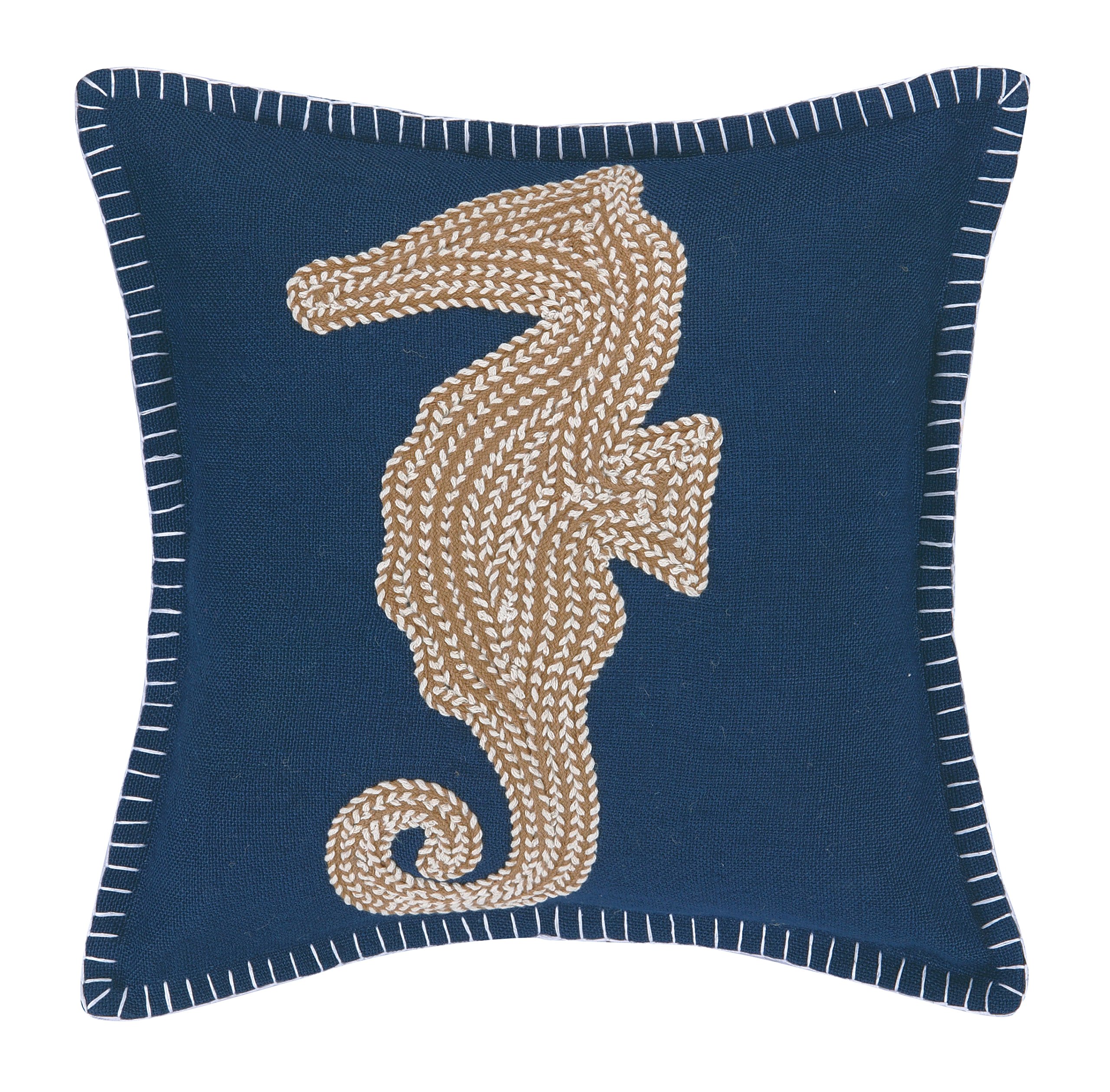 Peking HandicraftSeahorse Burlap Pillow, Blue