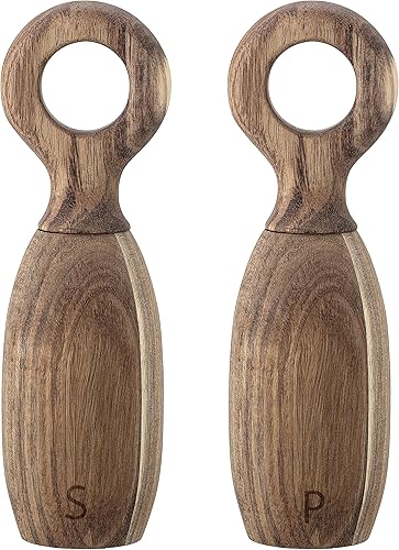 Bloomingville Molinillos de sal y pimienta de madera de acacia marrón, 8 pulgadas (juego de 2)