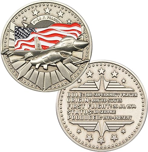 ¡Moneda militar F-16 Fighting Falcon Challenge! Fighter Jet Military Coin, moneda personalizada de avión de avión! Diseñado por veteranos militares!