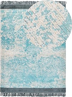 Beliani Teppich Viskose blau/beige orientalisches Muster 160 x 230 cm mit Fransen Akarsu