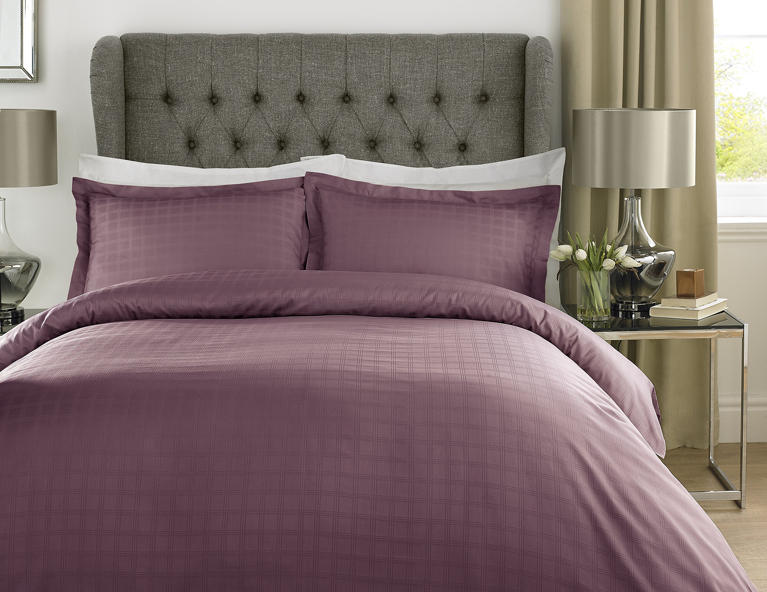 Lavish Label Luxury 400 Thread Count Duvet Cover Set (200 x 200 CM) with 2 pillowcases (50 x 75 CM), Wine, Double