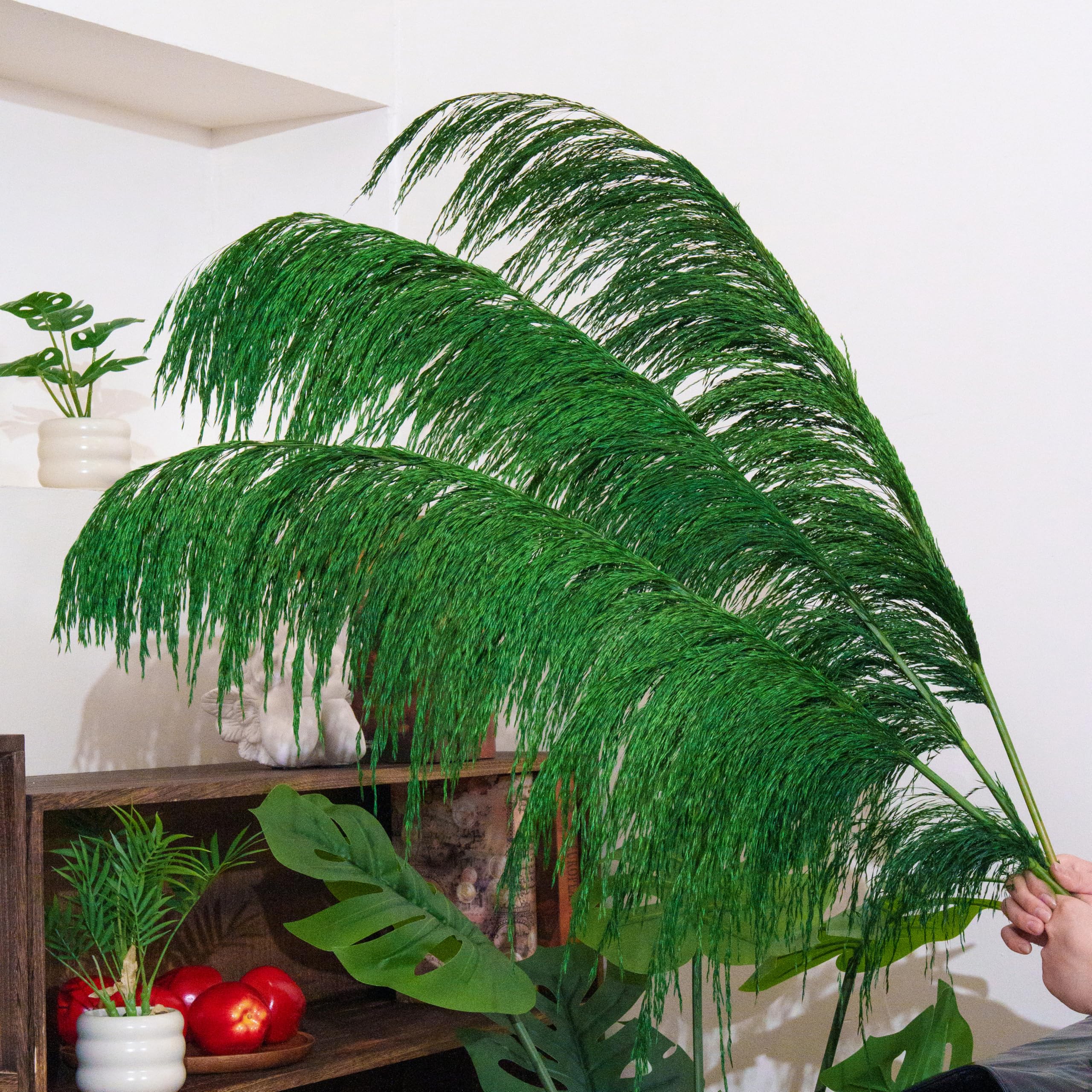 Lot de 8 Herbes de Pampa Vertes Séchées - 80 cm - Décoration Naturelle Salon - Plantes Séchées Parfumées - Style Bohème Chic - Intérieur Maison - Décoration Murale Élégante