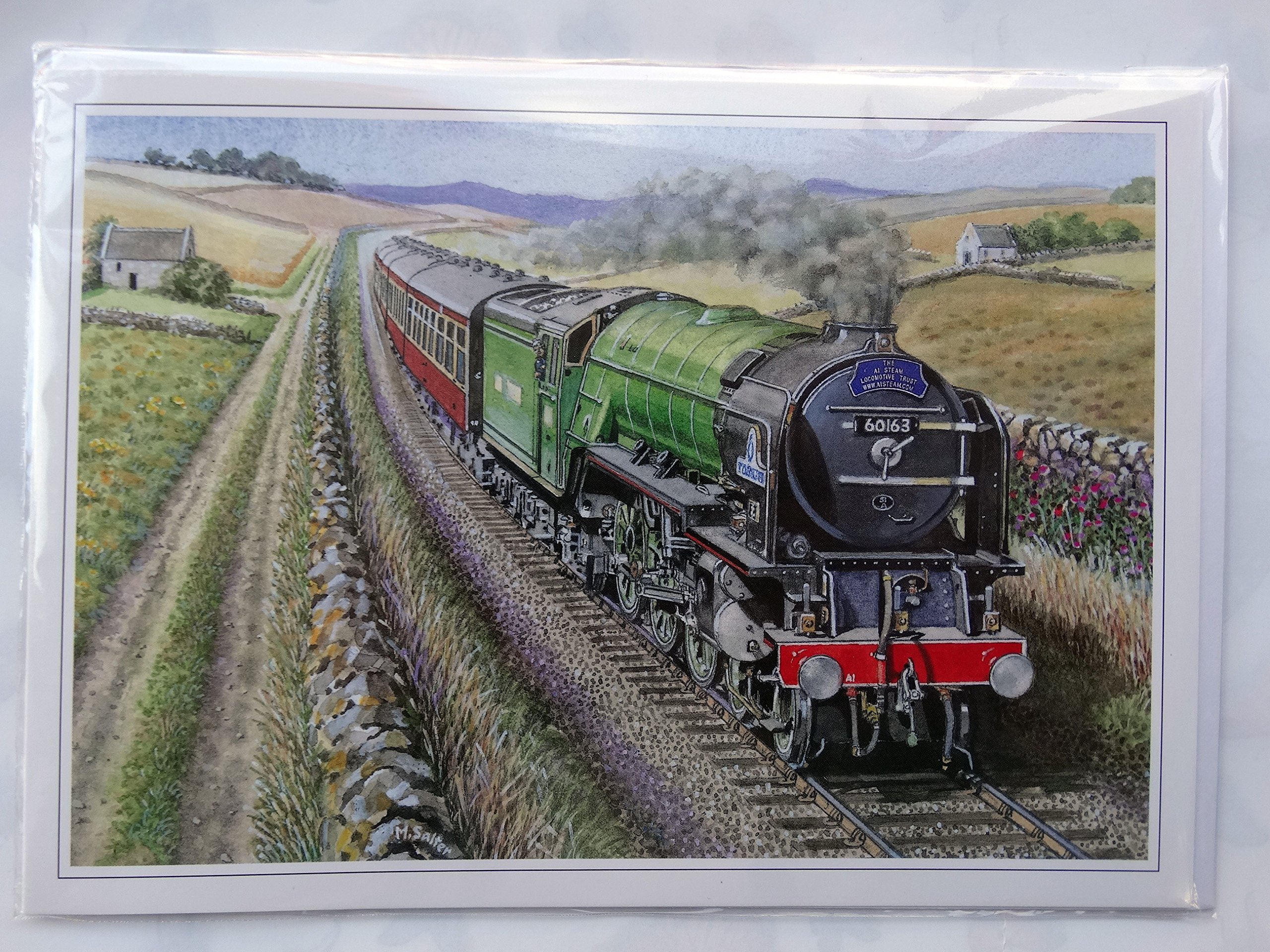 GDP Nostalgic New A1 Pacific No. 60163 Tornado Steam Train Design Open Blank Birthday Card