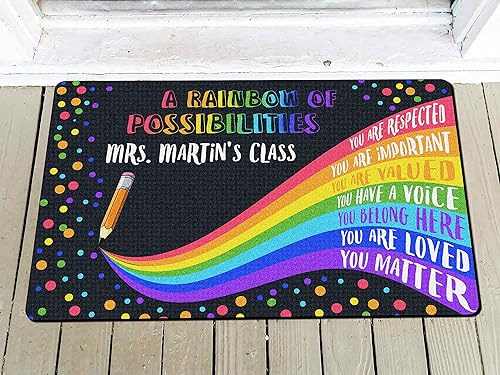 Miniatura 4 de Tapete personalizado con nombre para profesor, tapete de clase personalizado, tapete para puerta de aula, un arco iris de posibilidades, tapete de