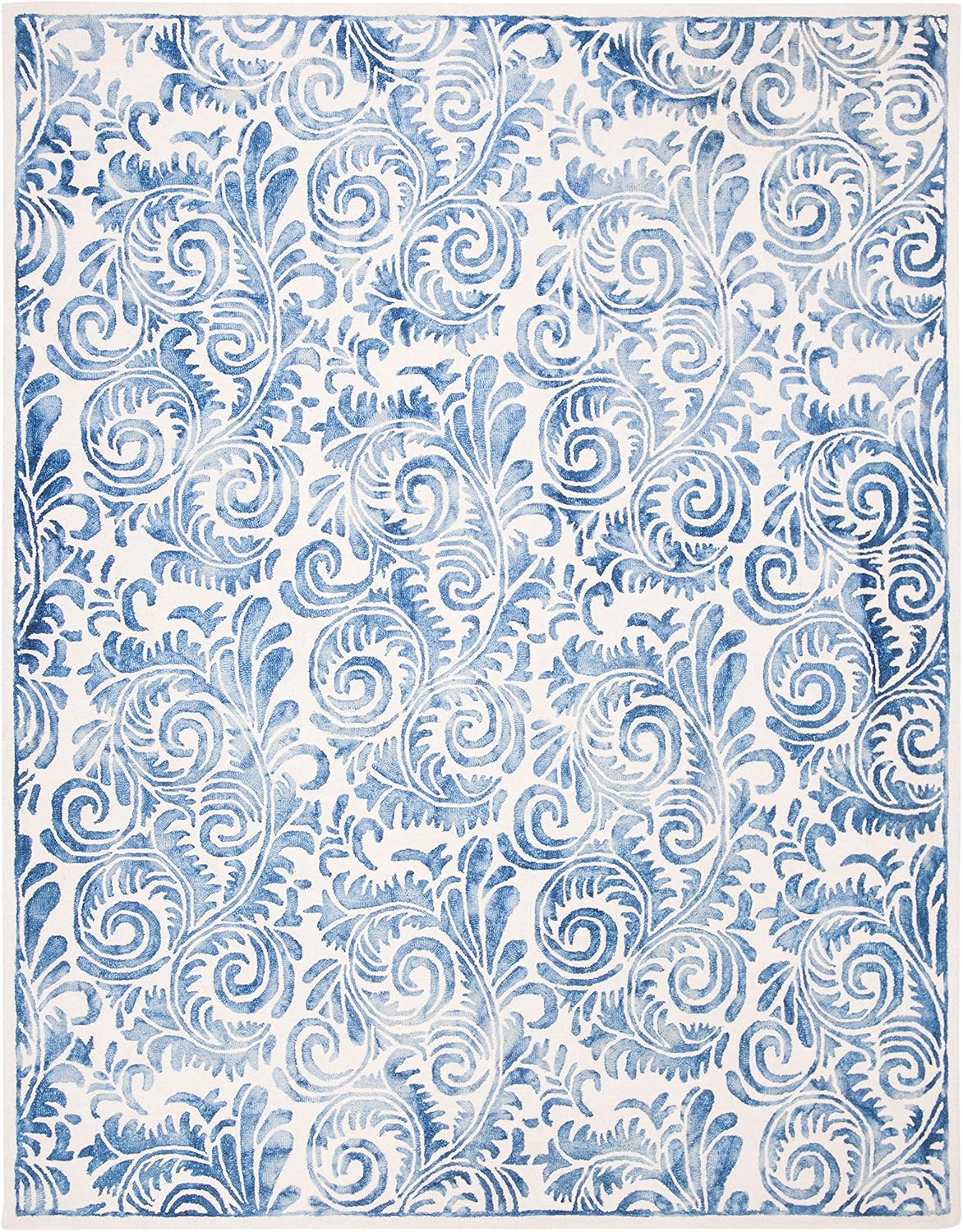 Blue and Ivory Hand-Tufted Wool 8' x 10' Area Rug
