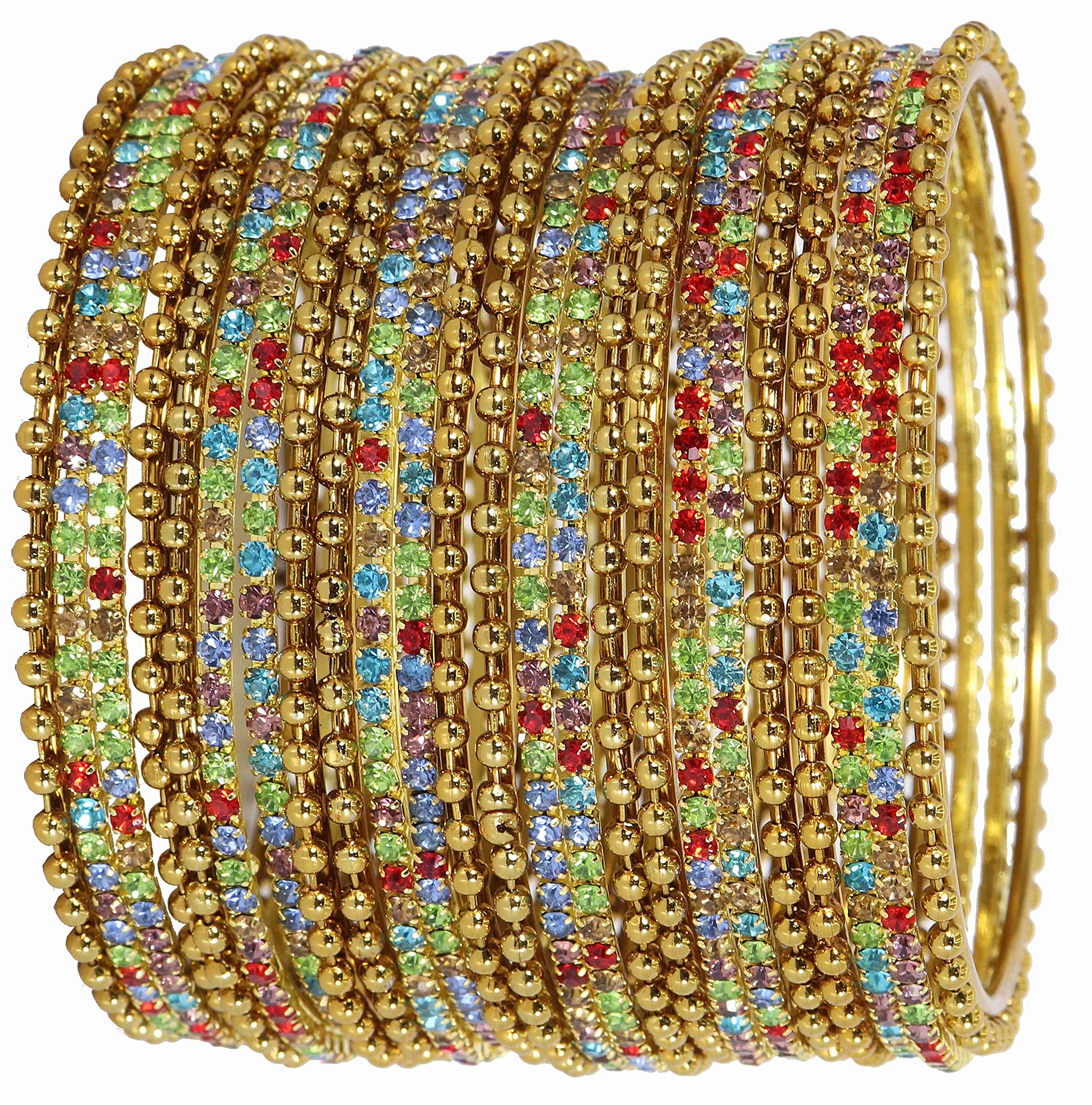 NMII Non-Precious Metal With Base Metal And Zircon Gemstone Studded Ballchain Linked Glossy Finished Bangle Set For women and Girls, (Multicolor_2.6 Inches), Pack Of 24 Bangles (B0BH8Z7G7V) Amazon Price History, Amazon Price Tracker