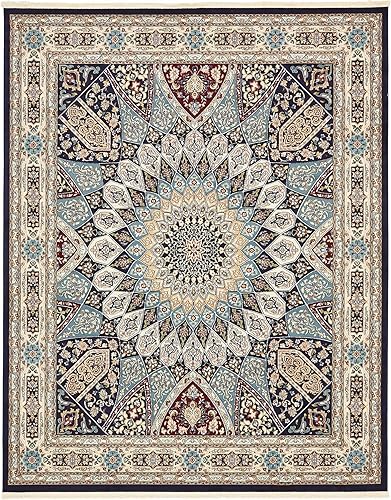 Miniatura 10 de Unique Loom Colección Narenj Adams - Alfombra rectangular (8 x 10 pies, azul marinobeige)