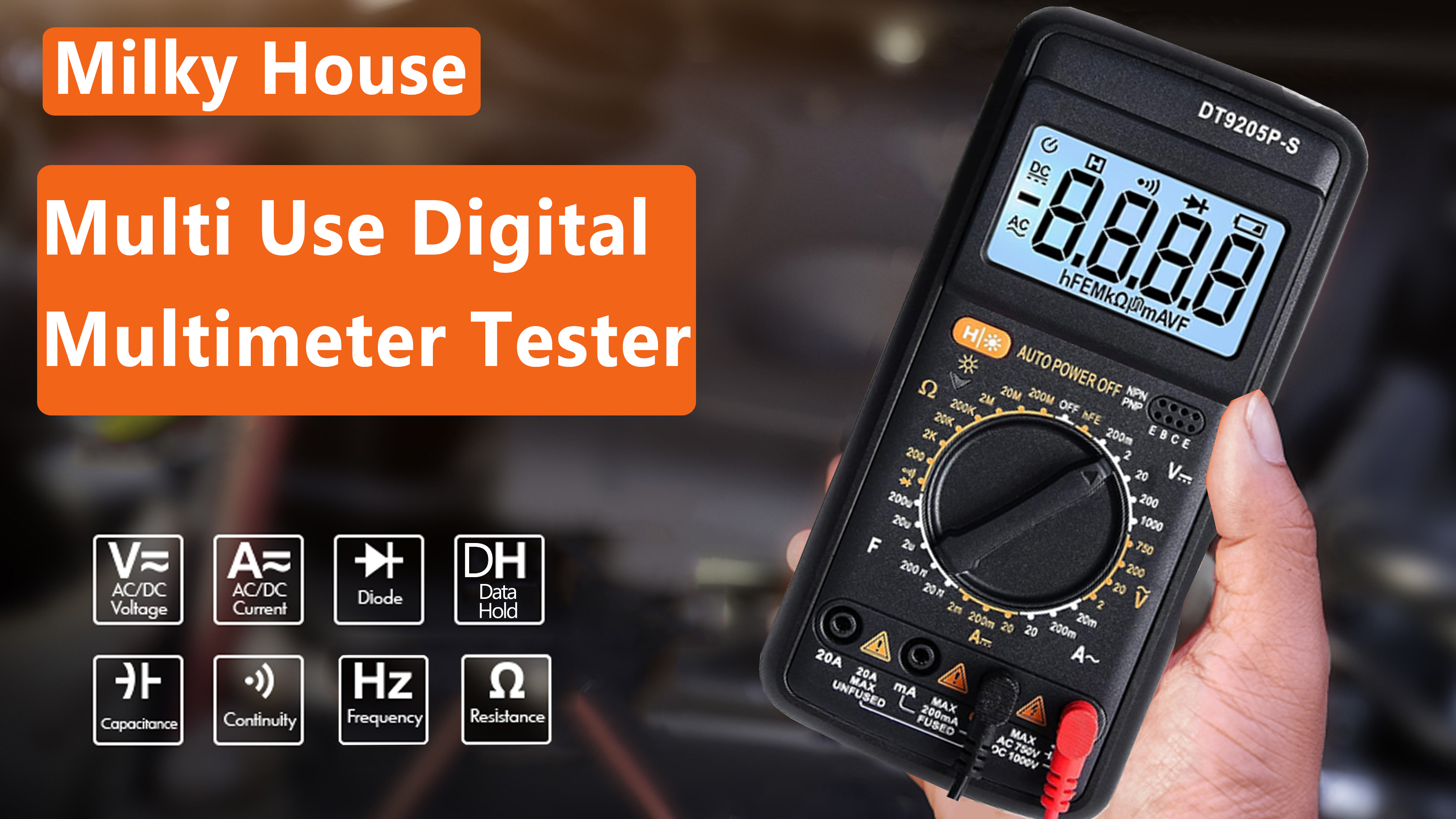 Image of Digital Multimeter Tester, Multimeter Tester Pocket Voltmeter, Multi Tester Digital, Electric Tester with Backlight LCD Data Hold, Voltage Tester Power Continuity Tester with AC /DC Ohm Volt Amp Diode