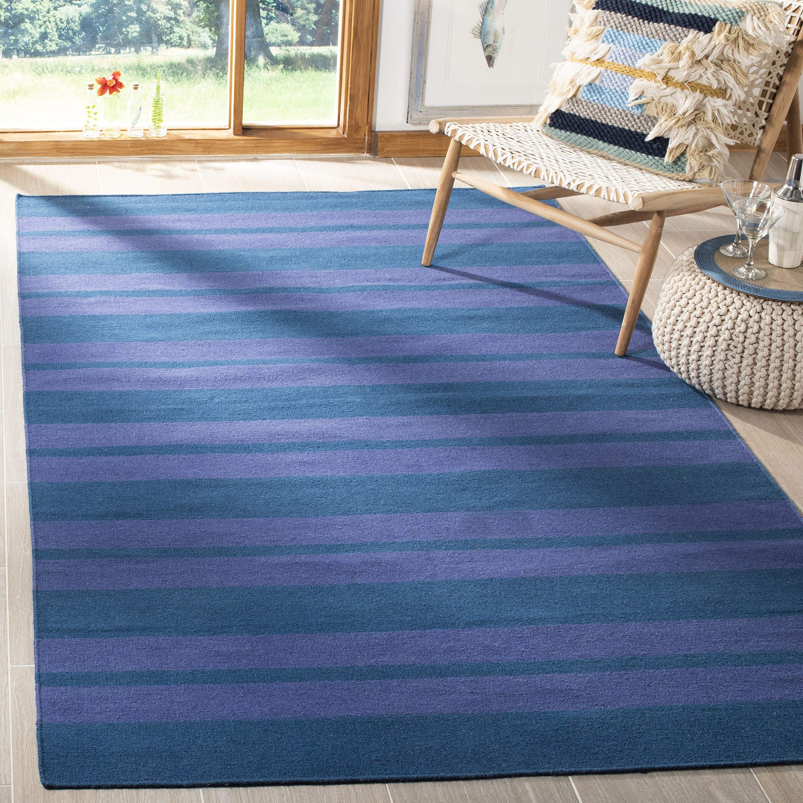 Tapis En Laine Naturelle Tissé Main Tribal - 60x90cm (2x3ft) Bleu - Neuf Inde