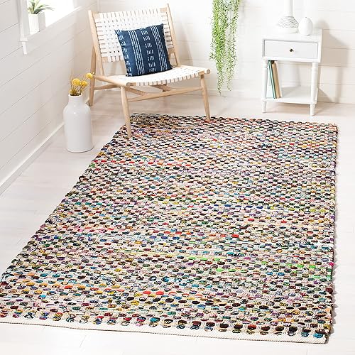 SAFAVIEH Alfombra de área de 8 x 10 pies, colección Cape Cod, grande, natural y multicolor, yute trenzado hecho a mano, diseño bohemio, ideal para