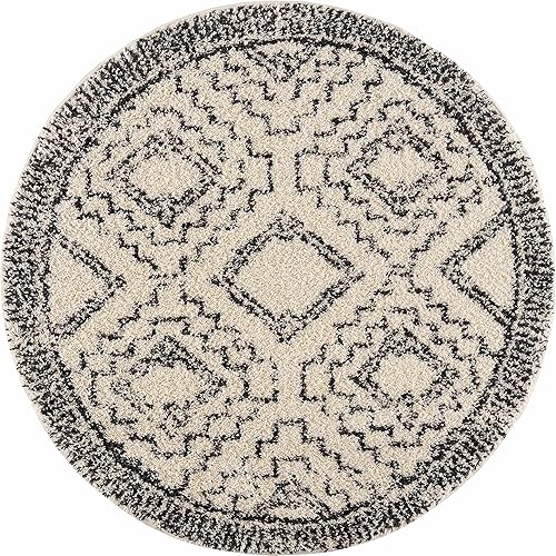 Miniatura 6 de Hauteloom Colección Berber Shag Buan - Alfombra rústica con borlas para sala de estar y dormitorio, de pelo alto, felpa mullida y estilo tribal