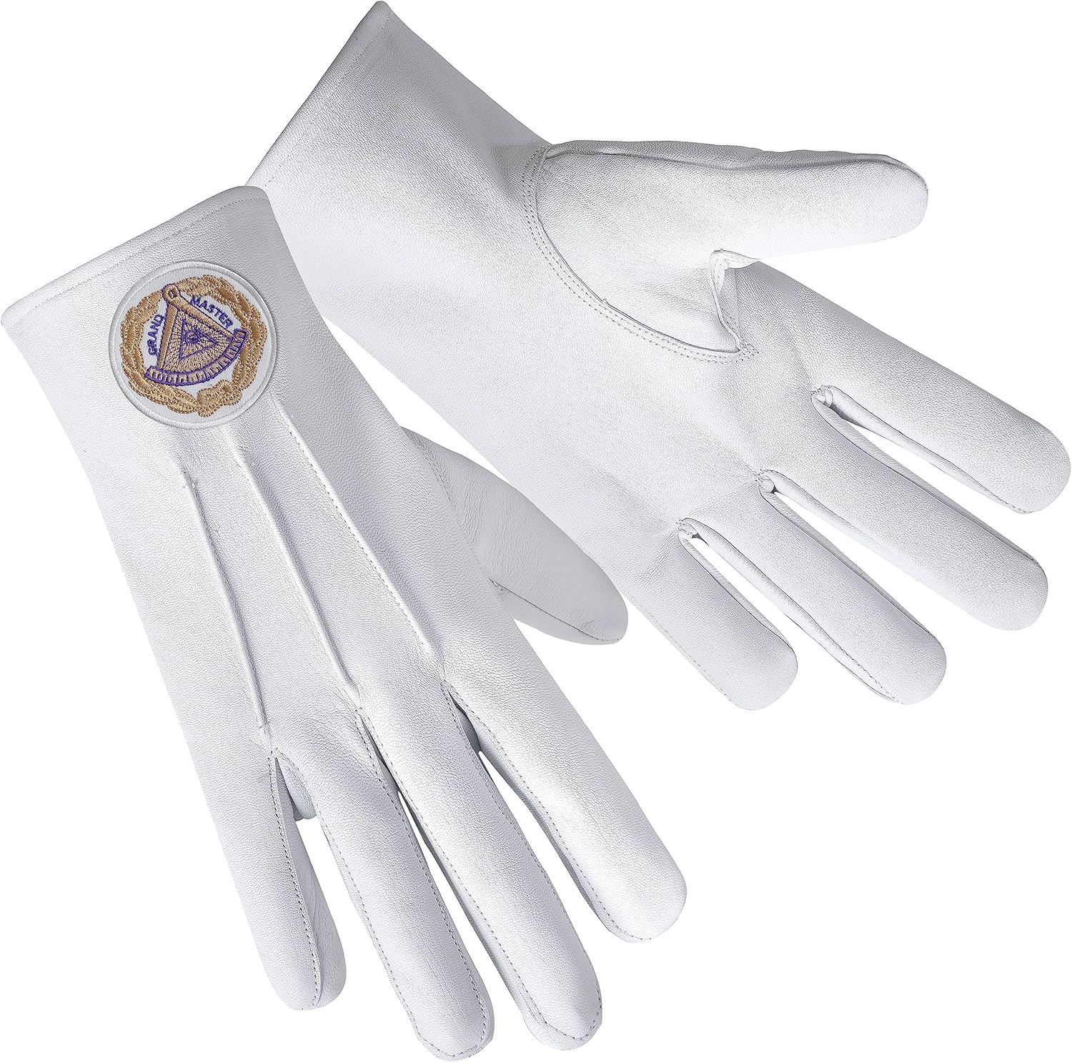 BRICKS MASONS Grand Master Blue Lodge Glove - Leather With Gold Emblem
