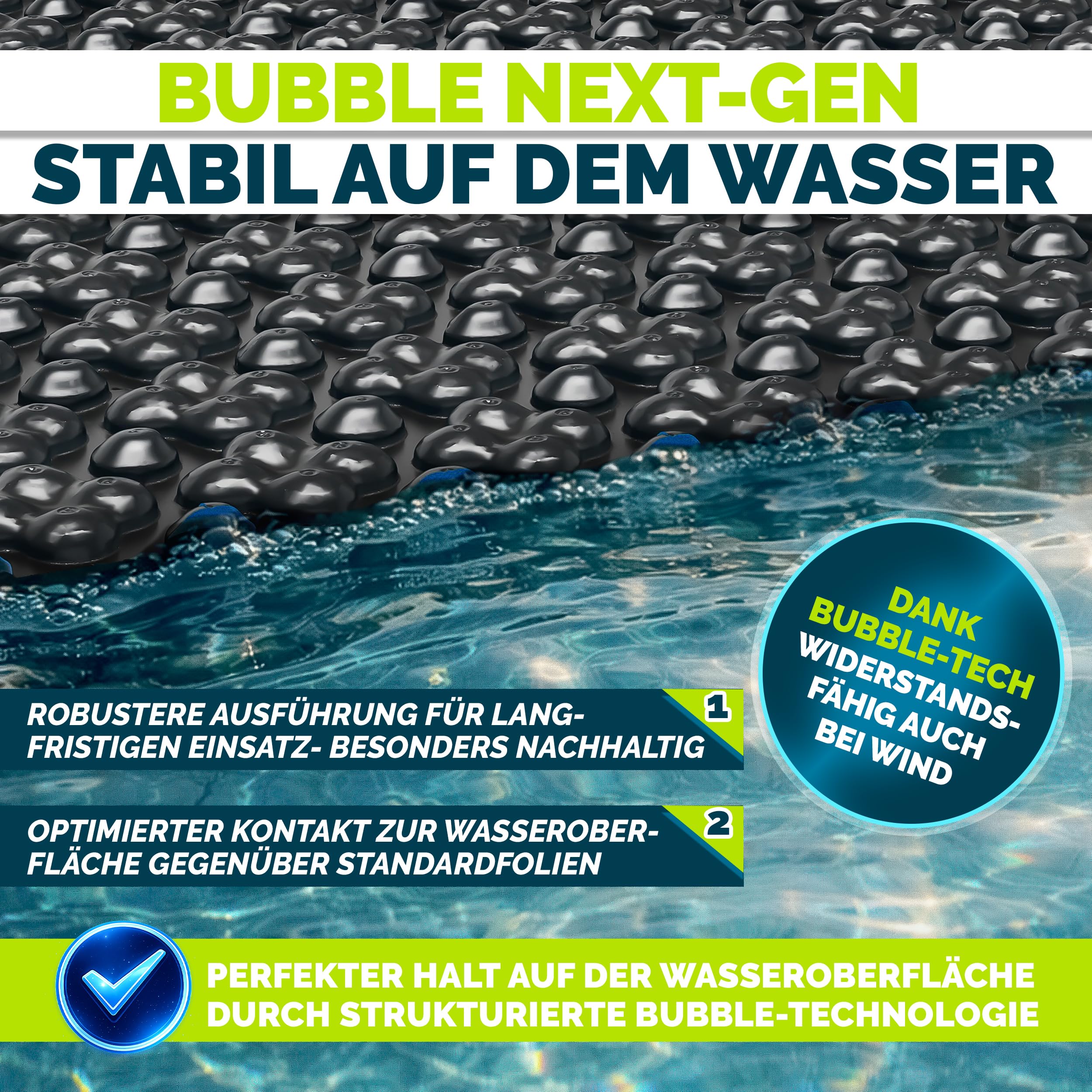 Tillvex Elite Pool Solarfolie 400 µm Rechteckig 450x220 cm Solarplane ProHeat QB4 Wärmeplane zuschneidbar Solarabdeckung