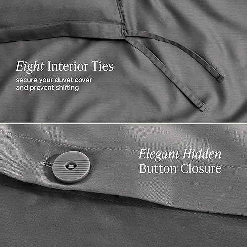 Miniatura 7 de Bare Home Juego de funda de edredón 100% satén de algodón orgánico, tamaño matrimonialqueen, tejido de satén suave, cálido y lujoso, funda de