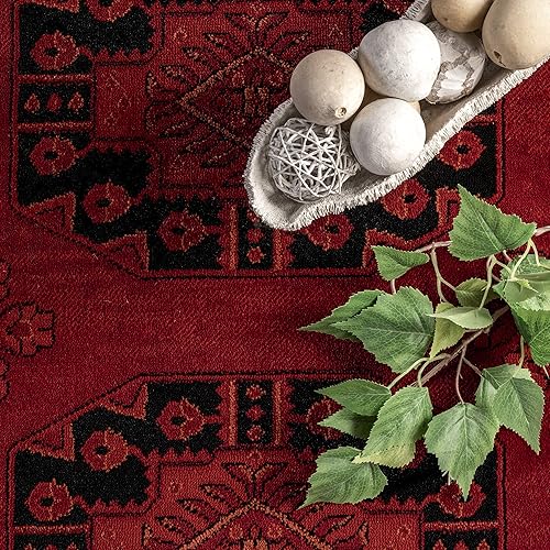 Miniatura 6 de nuLOOM Diandra Alfombra de área con motivos tradicionales, 4 x 6 pies, color rojo