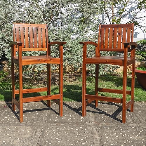 International Caravan Highland Acacia Americana - Silla con brazo de altura de barra (juego de 2)