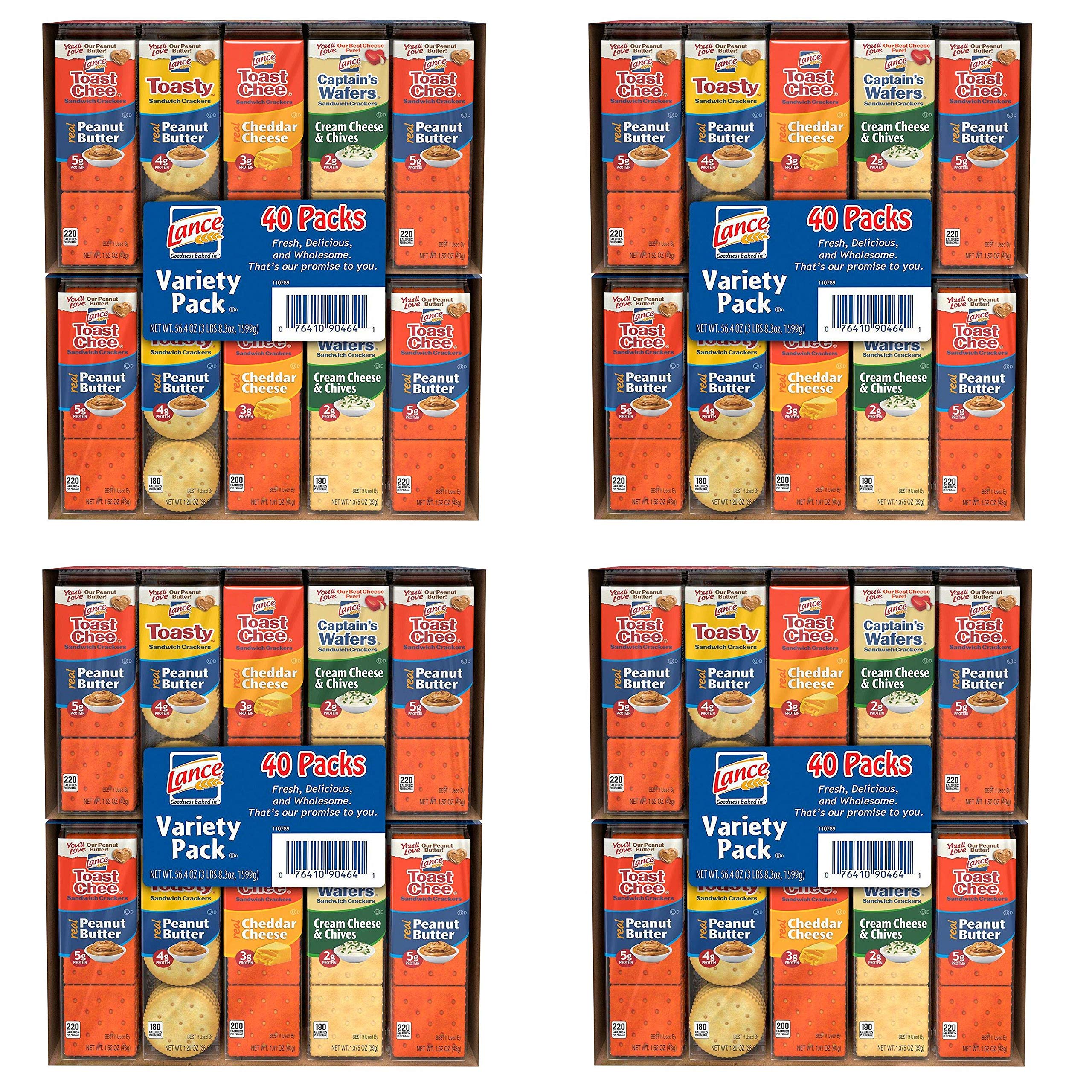 Lance Sandwich Crackers, Variety Pack 1.41 oz, 40 ct. A1 Pack of 4