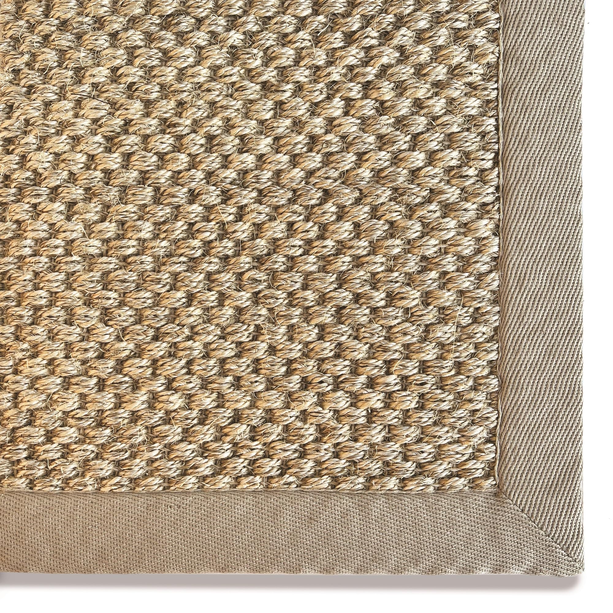 Tapis en sisal antidérapant fait à la main en fibre naturelle pour chambre à coucher, cuisine, salle à manger, salon avec bordure sable Taille L 160 x 230 cm