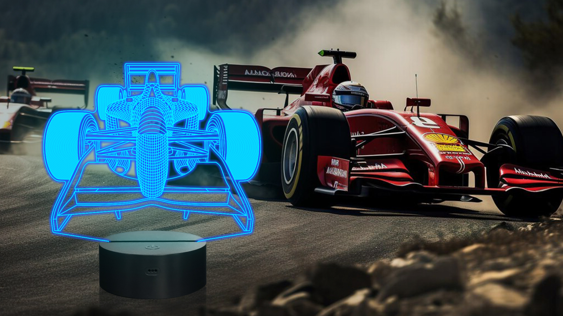 Image of OkiyiD F1 Gifts for Boys Men, Formula 1 Racing Car 3D Illusion lamp Roadster Night Light for Kids Boys Bedroom Decor,16 Colors Changing Lighting Lamp with Remote Control