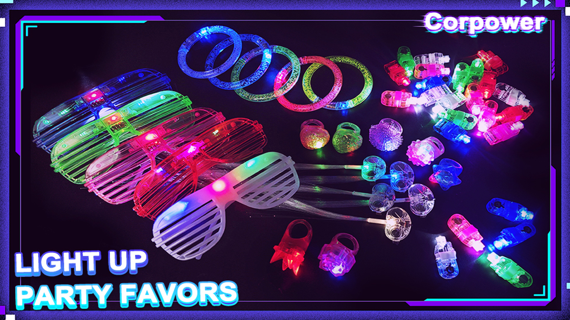 Lot De 14 Bracelets Lumineux LED Clignotants - 7 Couleurs Avec Piles De Rechange - Pour Fêtes, Anniversaires, Soirées