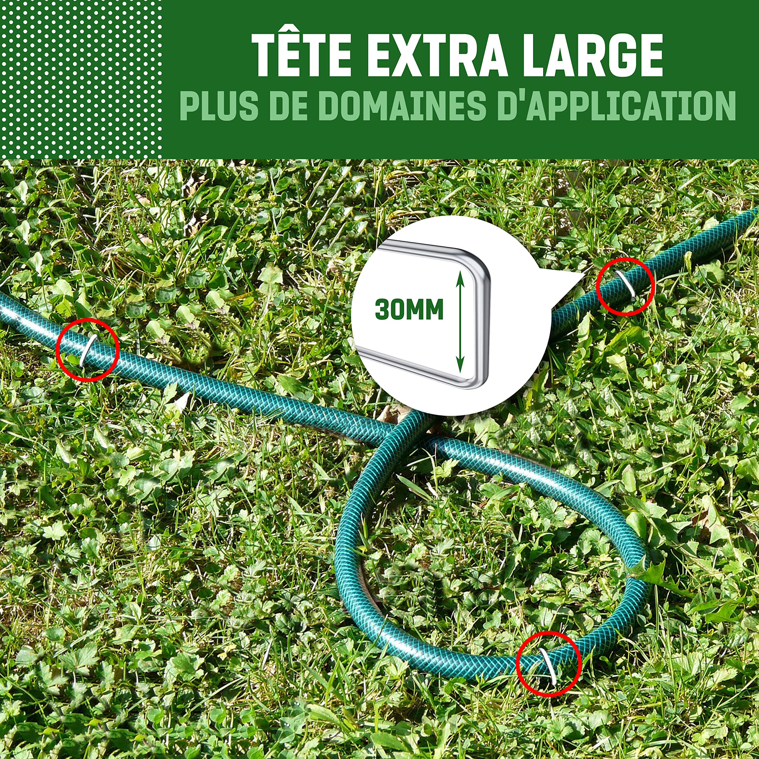 GardenGloss Sardines de Fixation en Acier Galvanisé (100 Pièces) - Agrafes de Fixation pour Toile de Paillage, Grillage et Tente - Piquets de Jardin 150 mm Long, 25 mm Large, Ø 3 mm
