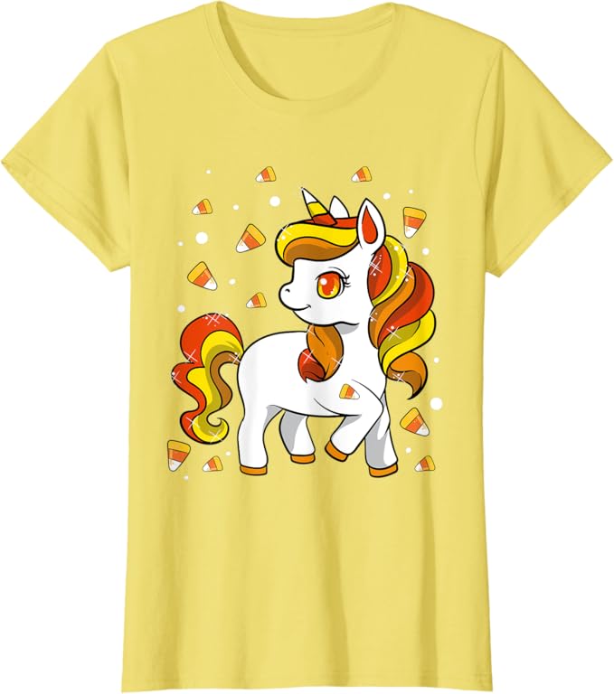 Niños Unicornio Caramelo Camisa de Maíz Niñas Halloween Camiseta