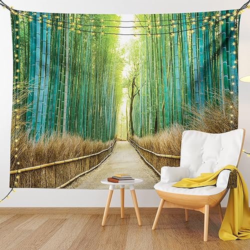 Miniatura 9 de Ambesonne Tapiz de bosque, fotografía panorámica del parque paisajístico histórico en Japón, estampado romántico, colgante de pared ancho para