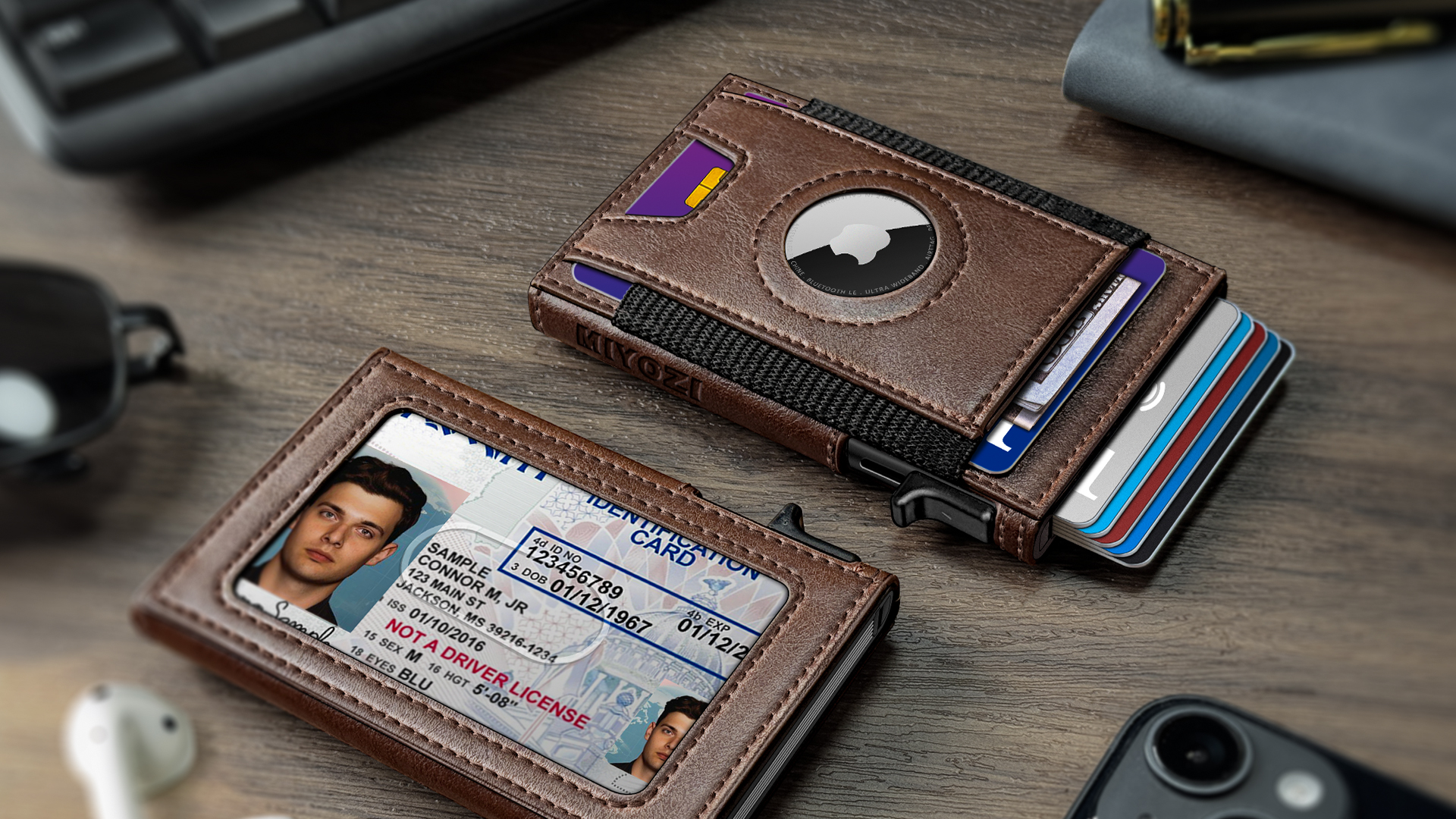ZECICO Men's Slim RFID Blocking Wallet - Bifold Leather With Money Clip, Front Pocket Size