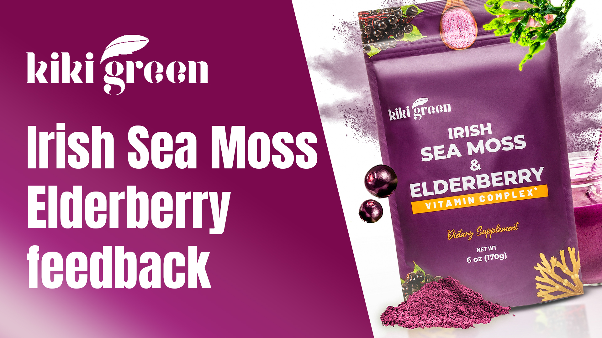 Amazon.com: KIKI Green Sea Moss Powder with Elderberry - Vegan