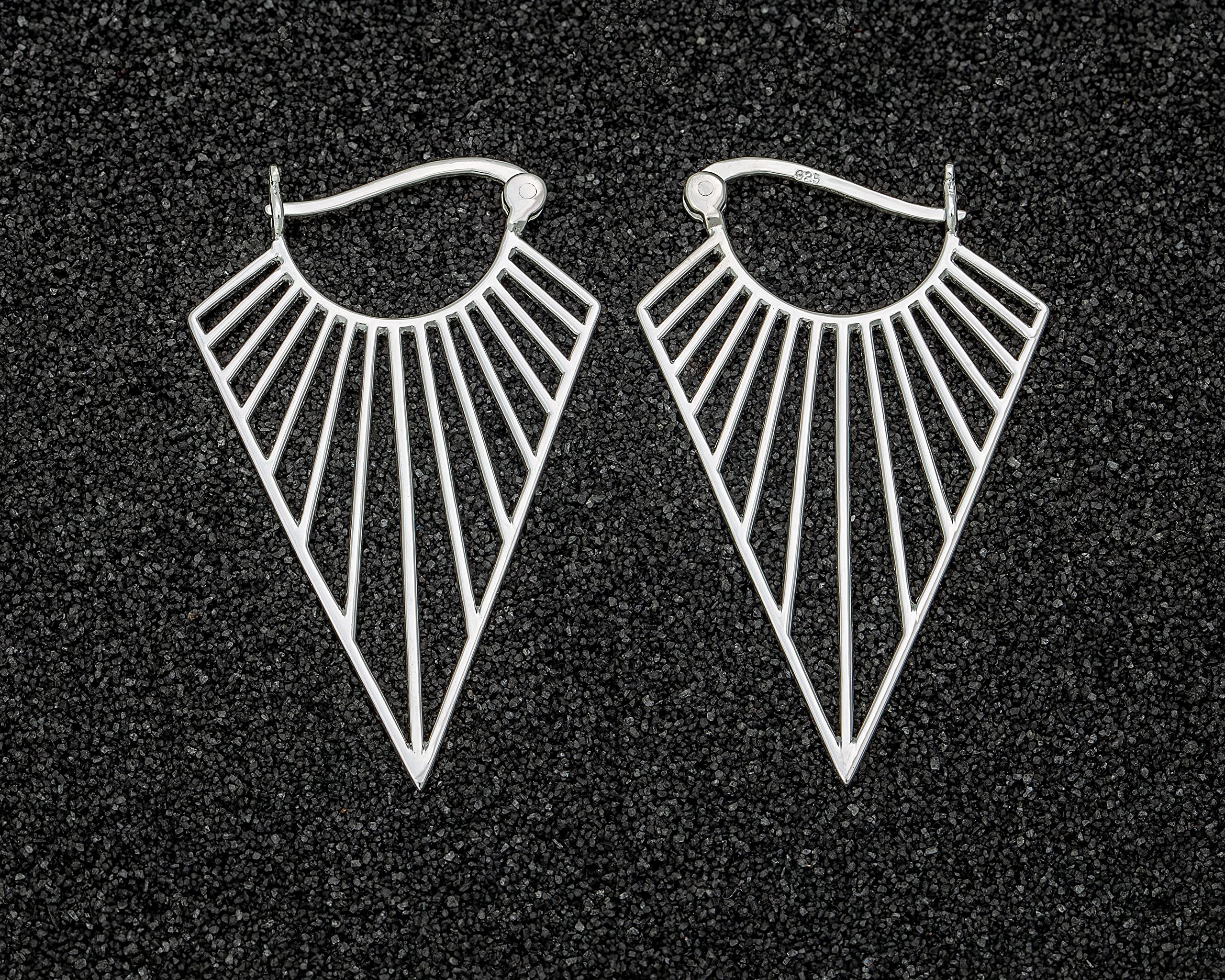 Creolen 925Silber dreieckig Minimal Geo Art Deco