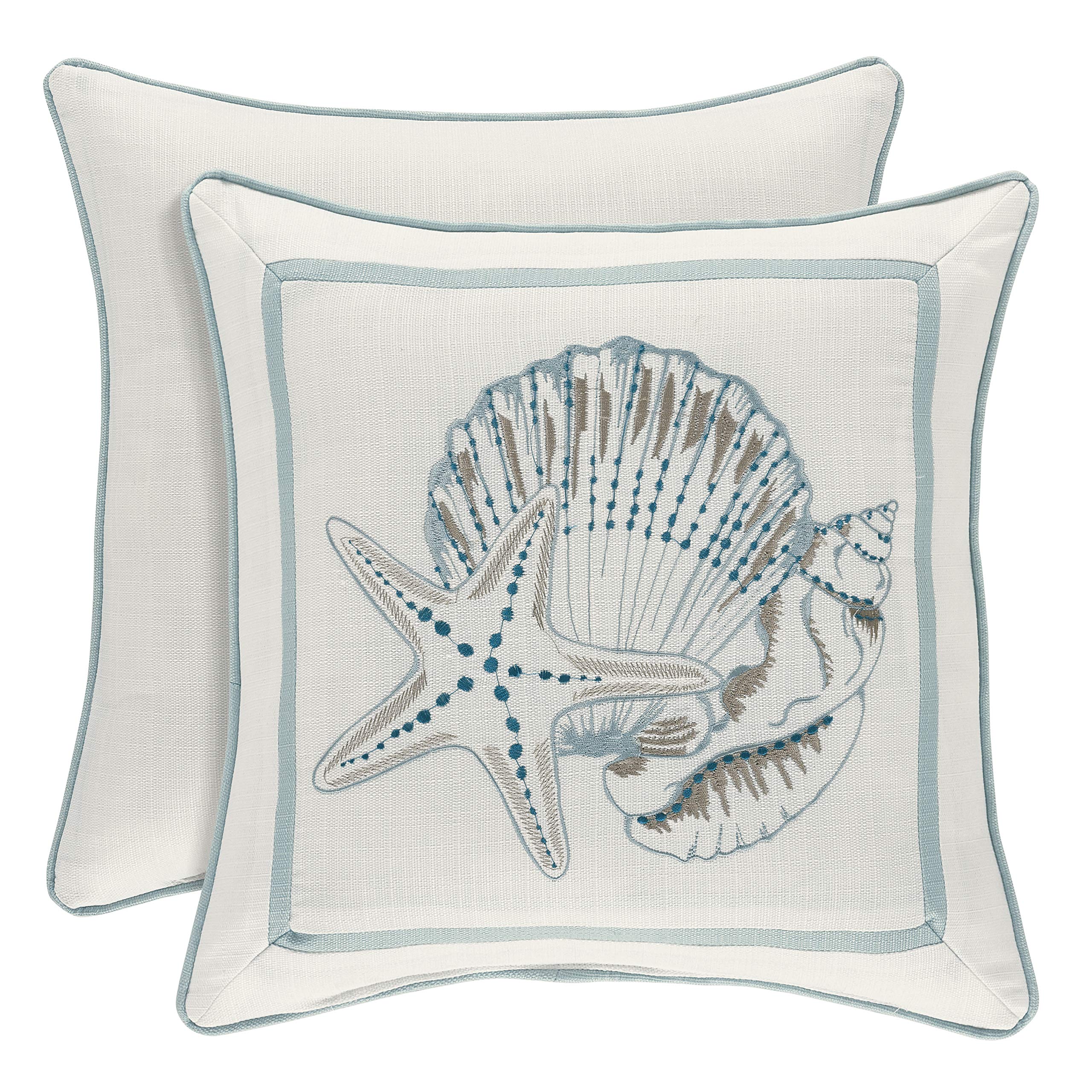 Royal Court Water's Edge Coastal Nautical 16" Square Throw Pillow, Aqua, 16x16