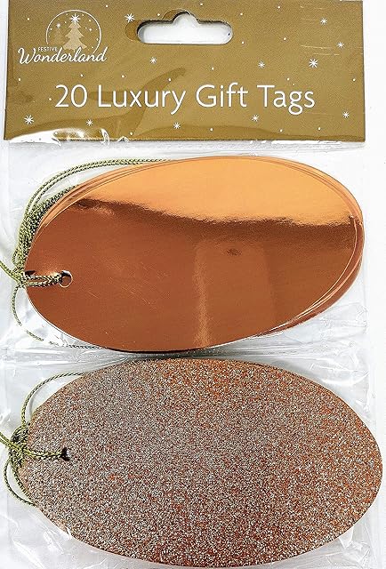 Luxury Oval Tags, Glitter and Foil Design (Rose Gold)